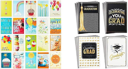 Hallmark Birthday and Graduation Cards Assortment (32 Cards with Envelopes)
