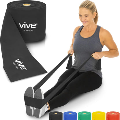 Vive Professional Resistance Bands - 25 Yard Non-Latex Roll for Physical Therapy, Lower and Upper Body Exercise Workout - Straight Elastic for Strength Training, Rehabilitation, Women, Men