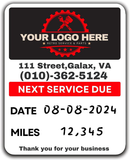 Oil Change Stickers for Windshield Personalized with Your Logo- Custom Oil Change Labels 2''-2.8'', Clear and White Next Service Due Labels for Car Auto Vehicle Window,50-10k Stickers (Small)