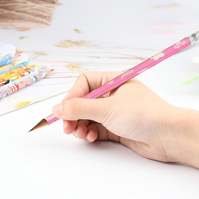 144pcs Flowers Pencils with Eraser Wood Pencils Bulk (Flowers, 144)