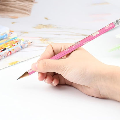 144pcs Flowers Pencils with Eraser Wood Pencils Bulk (Flowers, 144)