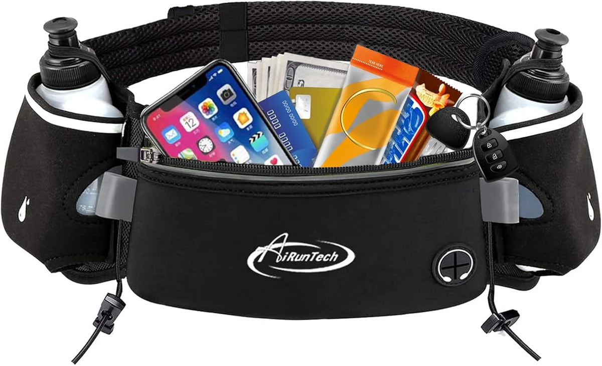 AiRunTech Hydration Running Belt with Water Bottle, Running Fanny Pack for Phone and Wallet Holder, Running Bag Runners Essentials Accessories Marathon Triathlon Walking Jogging Gear Gift