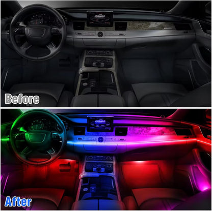 Acrylic Interior Car LED Lights with Wireless APP/Remote/Button Control, 6 in 1 Dreamcolor USB Car Ambient Lighting Kit 16 Million Colors Neon Strip Accessories for Vehicle Inside Decoration