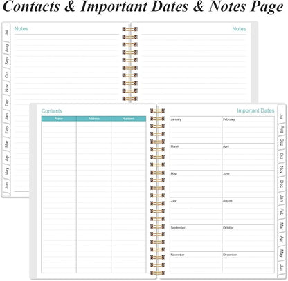 Daily Planner 2026-2027 Full Page Per Day- 2026-2027 Daily & Monthly Planner from July 2026 to June 2027, Day Planner 2026-27 with 12 Months Tabs, 6.4" x 8.5", Pink Flowers