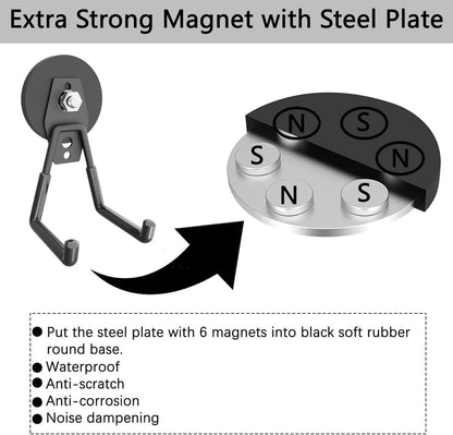 Heavy Duty Magnetic Hooks, Garage Hook, Anti-Slide Garage Hanger, Magnetic Mounting for Garden Tools, Hose, Power Drill, Steel Pegboard, Workshop (8 Pack)