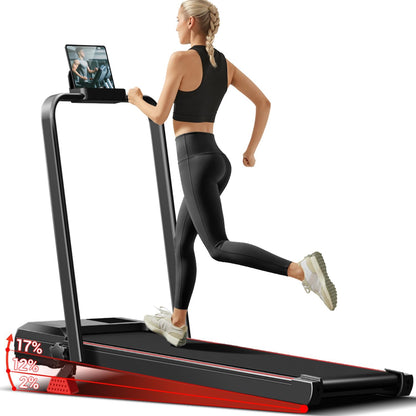 17% Incline Walking Pad Treadmills for Home and Office, 3-in-1 Folding Treadmill, Portable Under Desk Treadmill with 2.5 HP Quiet Brushless, 300 LBS Capacity