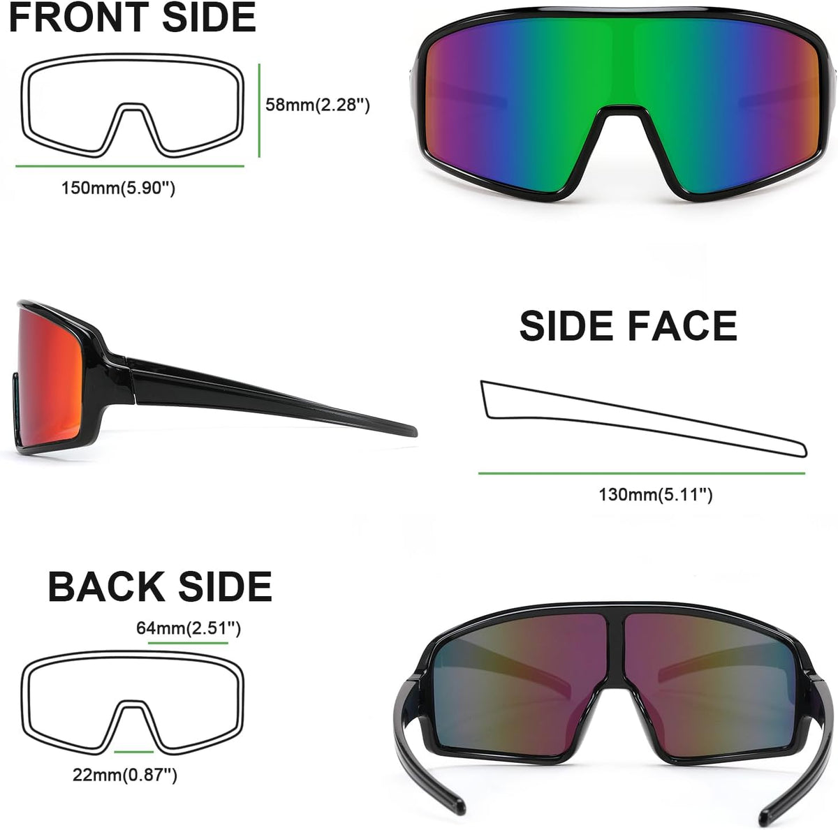 Karsaer Vision Sports Sunglasses Cycling Glasses Baseball Softball Sunglasses Unisex for Adult Youth Kids Boys Girls 8-16