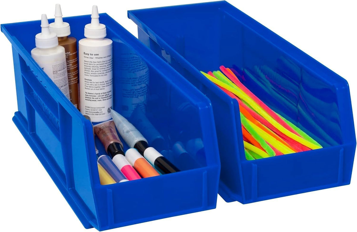 Akro-Mils 30234 AkroBins Plastic Storage Bins, Space-Saving Stackable Bins for Garage, Pantry, Craft Organization, 15-" x 5-" x 5-", Blue, 12-Pack