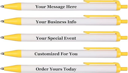 RevMark Personalized Ballpoint Pen, Custom Printed Name, Business or Event Information, Timeless Advertising, USA Made Pens, Promotional Marketing, Smooth Black Ink, Bulk Pack (Yellow,500 Ct)