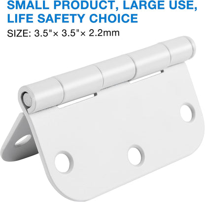 3 Pack White Door Hinges 3.5" Interior Hardware for Doors 3 1/2 Inch Rounded 5/8"Radius Non Removable Pin Bedroom Hinge Bulk Heavy Duty Steel Bisagra De Puerta Blanca Gate Decor Accessories No Squeak