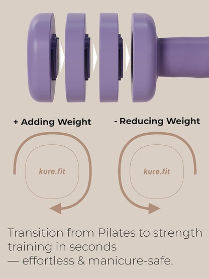 Adjustable Dumbbell Set｜2LB 3LB 4LB 5LB Light Hand Weights for Women｜One-Twist Weight Adjustment｜Non-Slip Curved Grip Handle｜Free Weights for Home Gym, Rehab, Pilates, Yoga, Strength Training