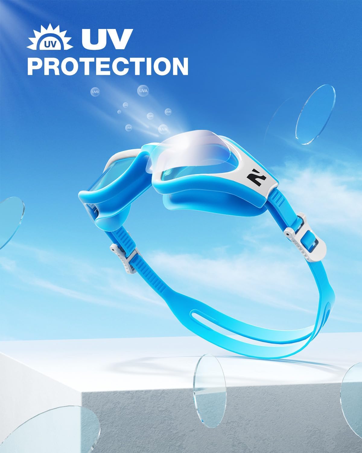ZIONOR G1 Lite Swim Goggles with Swim Cap Comfortable Anti-fog Swimming Goggles Cap Set for Adult Men Women