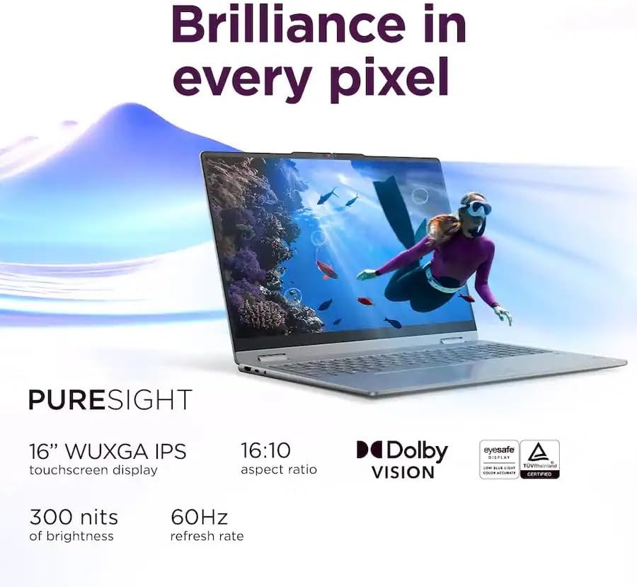 Lenovo Yoga 7i 2-in-1 AI PC Laptop 16" 2K WUXGA IPS Touch, Intel Core Ultra 7 256V, 16GB RAM 2TB SSD, Intel Arc Graphics 140V, Backlit KB, FP Reader, Thunderbolt, Win11, w/USB 3.0 Hub, W/GaLiMu