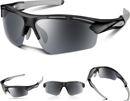 Polarized Sports Sunglasses for Men Women,UV400 Protection Sunglass for Running Cycling Fishing Hiking TR90