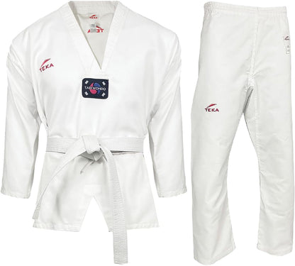 Teka Taekwondo Uniform with Free Belt 8-oz Lightweight Martial Arts Training Competition Uniform Gi Size 00-6