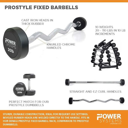 Power Systems ProStyle Fixed Barbell with EZ Curl Handle