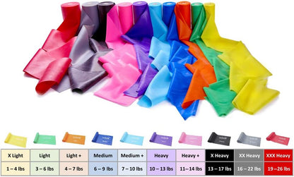 Resistance Band for Working Out - 8,16,24 Yard Resistance Bands Bulk Rolls - 10 Strengths in Light Medium and Heavy Exercise Bands - Latex Free Workout Bands Including iPhone App and e-Book