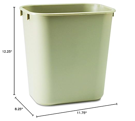 Rubbermaid Commercial Products Receptacle Wastebasket, 3.25-Gallon/12-Quart, Beige, Plastic, Garbage Can for Home/Office, Fits Under Desk/Sink/Cabinet