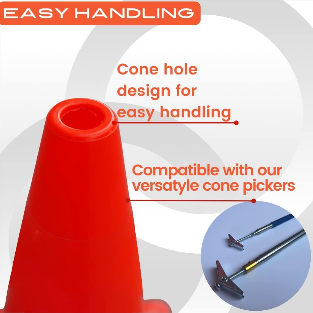 6, 9, 12, 18, 28 Inch Sports Training Traffic Cones - Durable Orange Cones for Soccer, Football, Basketball, Agility Drills, Parking, Safety, Road Use (Set of 12)
