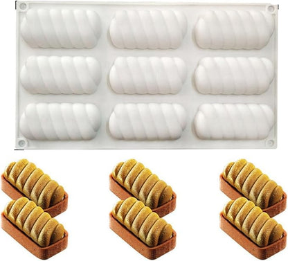 Silicone Mold for Baking Cakes,Soap Molds,Flower Shape Silicone Molds for Homemade French Dessert Mold for Pastry Chocolate,Jelly Chocolate Mold ＆ Ice Cube Tray (A_ Spiral Twist Shape)