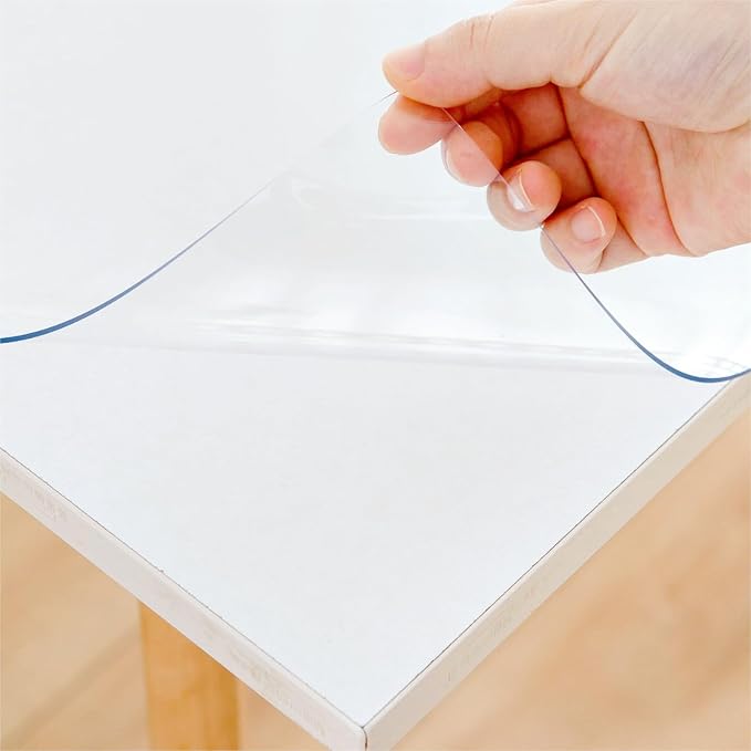 30 x 60 Inch Clear Table Cover Protector, Clear Table Protector for Dining Room Table, 1.5mm Plastic Table Cover, Waterproof Table Pad for Kitchen, Office