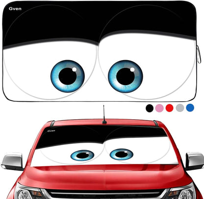 Gven- The Original Patented Car Eyes Windshield Sun Shade 2025 Windshield Cover Automotive Interior Sun Protection Front Windshield Sun Visor Protector Blocks UV Rays Keep Your Vehicle Cool (Black, S)