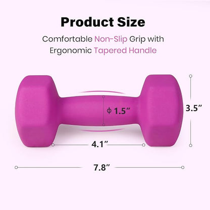 LIONSCOOL Set of 2 Neoprene Coated Dumbbell Hand Weights, Anti-Slip and Anti-Roll Hex Dumbbells in Pair for Strength Training, Resistance Training