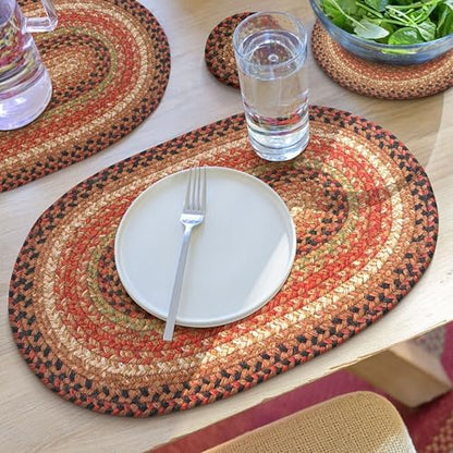 Homespice Gingerbread Jute Braided Placemats, Oval 13x19 Set of 4