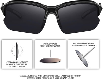 Sports Polarized Sunglasses for Men Cycling Running Fishing UV Protection Sun Glasses Lightweight Half Frame Goggles