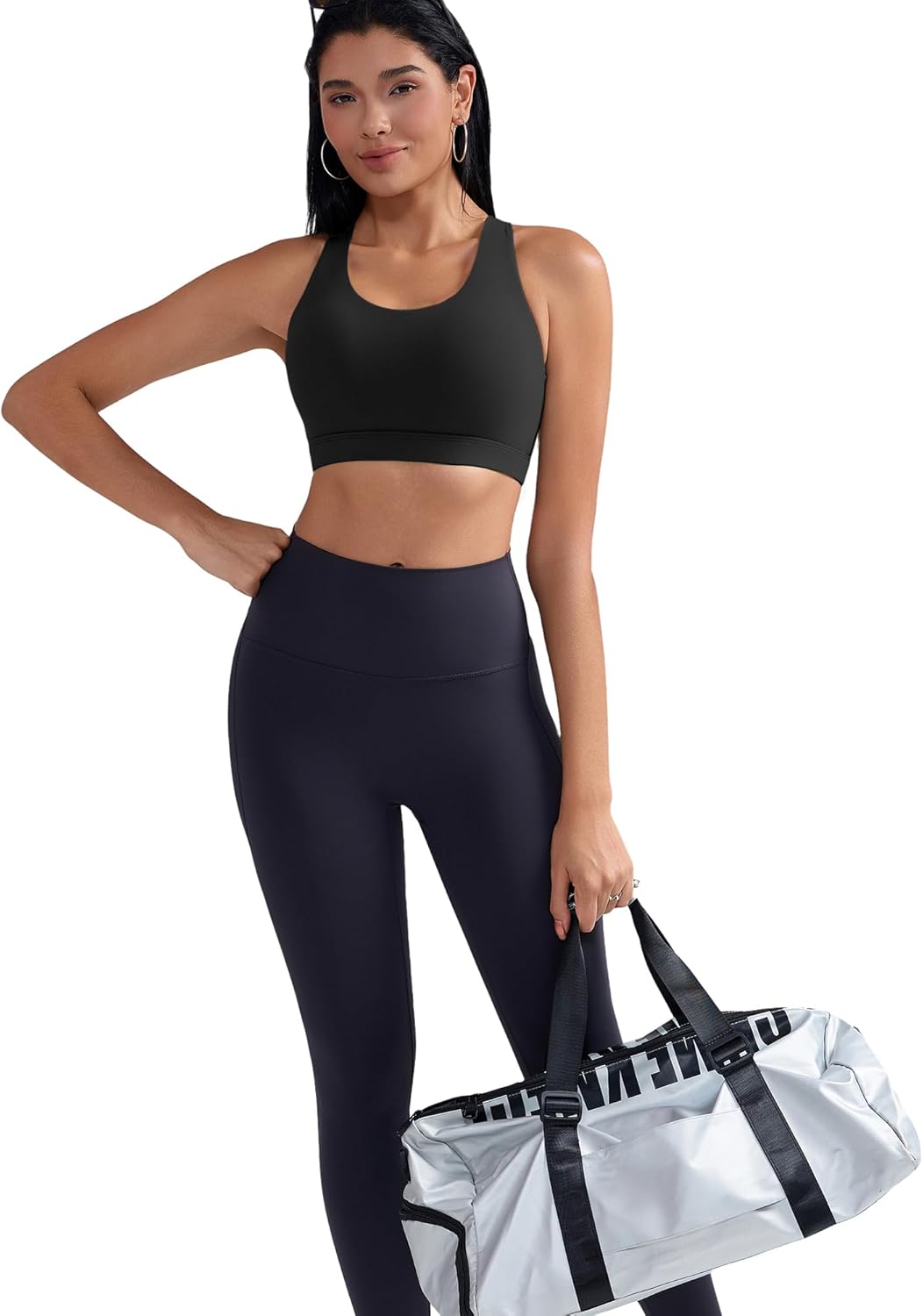 RUNNING GIRL Sports Bra for Women, Criss-Cross Back Padded Strappy Sports Bras Medium Support Yoga Bra with Removable Cups