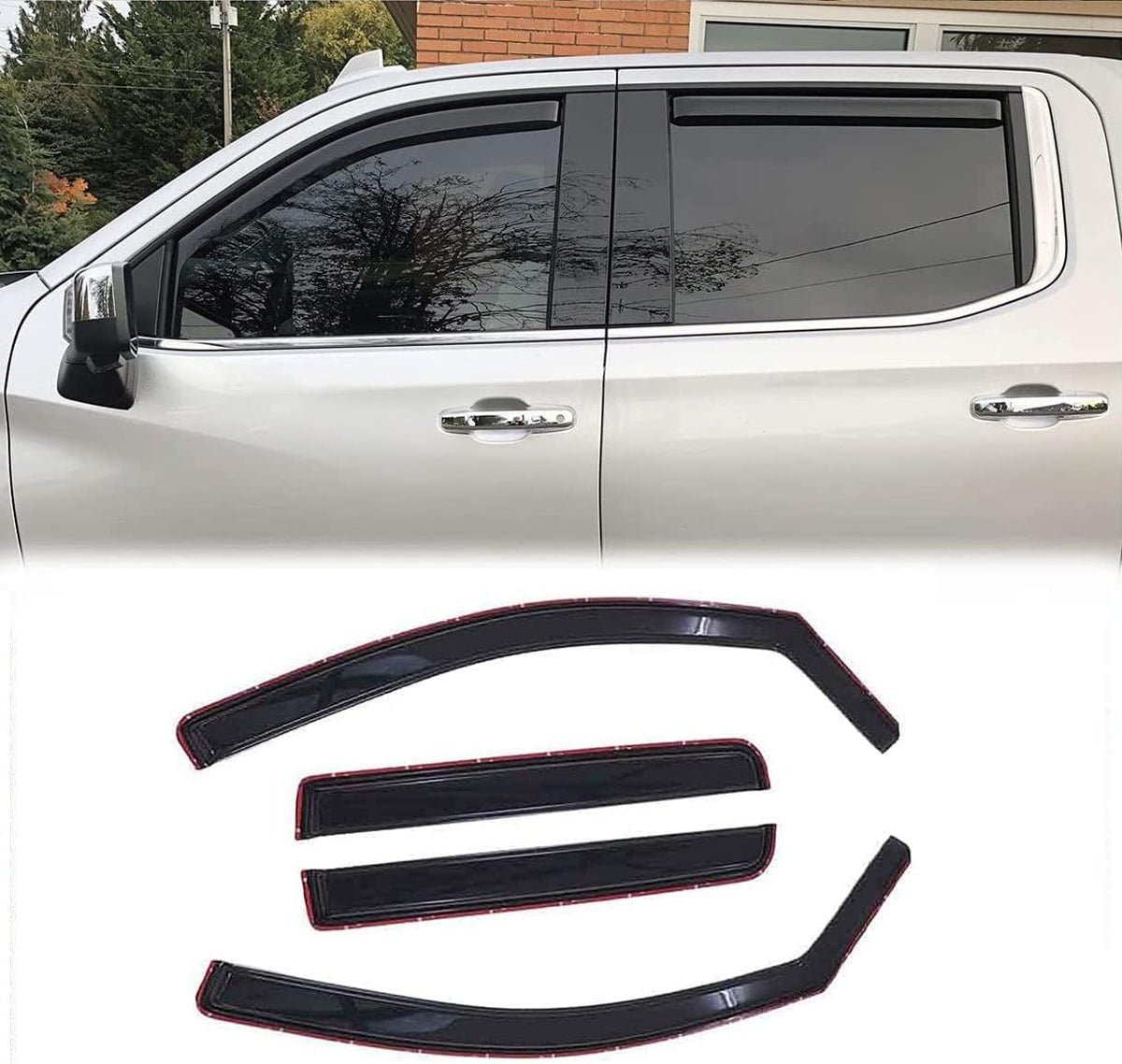 4Pcs Side Wind Vent Deflector,in-Channel Style Tape On Dark Smoke Shade Sun Rain Guards,Nice Window Visor fit for 2004-2015 Nissan Titan Crew Cab 194858