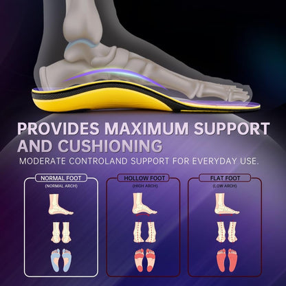 VALSOLE Heavy Duty Support Pain Relief Orthotics - 220+ lbs Plantar Fasciitis High Arch Support Insoles for Men Women, Flat Feet Orthotic Insert, Work Boot Shoe Insole, Absorb Shock with Every Step