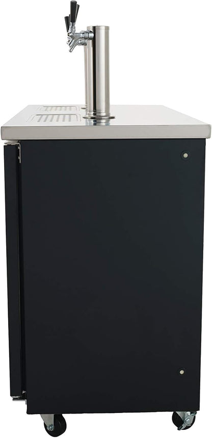 PEAKCOLD 2 Door, 4 Tap Commercial Beer Dispenser - Double Tower Keg Cooler - Kegerator; 60" W