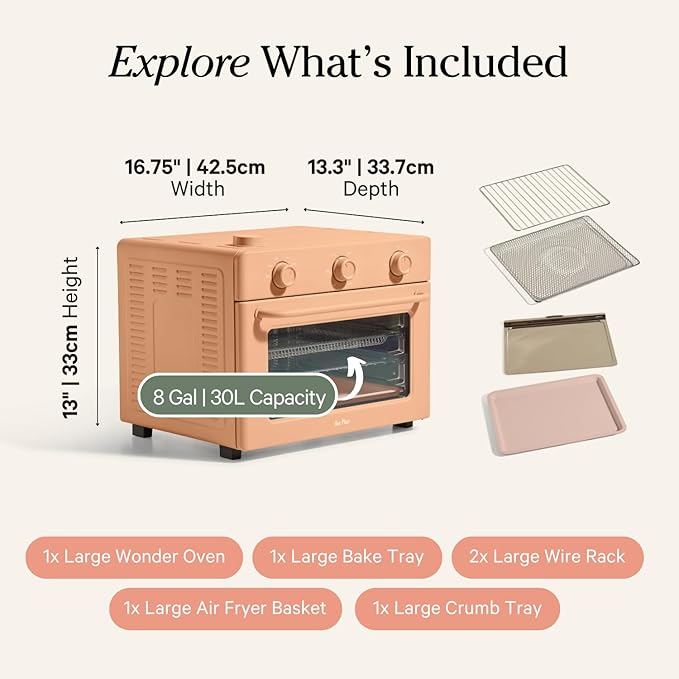 Our Place Large Wonder Oven | 6-In-1 Toxin-Free Air Fryer & Toaster with Steam Infusion | Family-Sized 32QT, 1700W Countertop Design | Includes Bake Tray, Fryer Basket, Large Racks | Spice