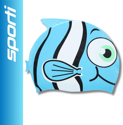 Sporti Silicone Swim Cap for Kids, Unisex Youth Swimming Cap, Protection Bathing Caps for Your Children, Aged 2-10