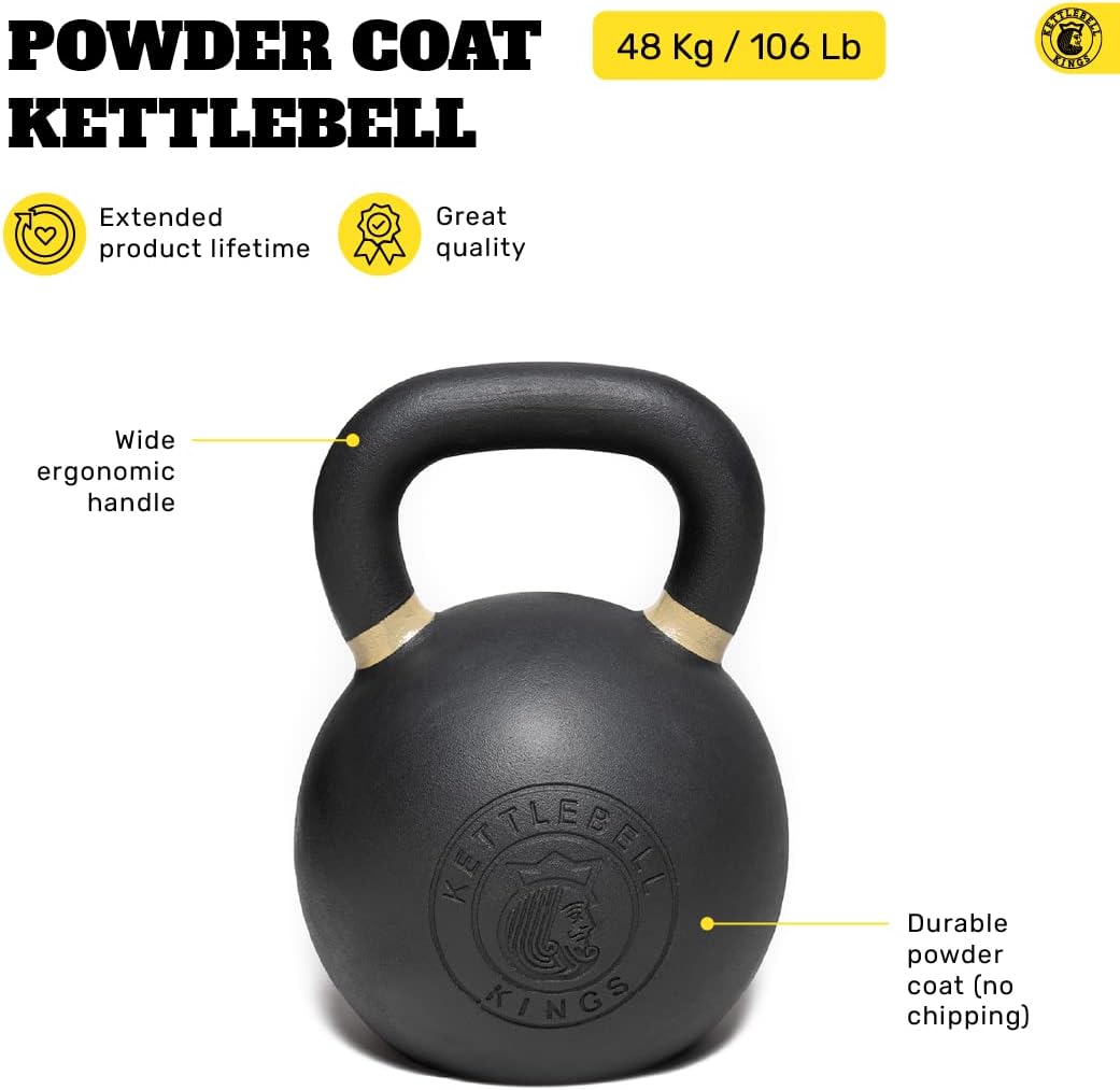 Kettlebell Kings Powder Coated Kettlebell Weights - 9-97 lb Strength Training Kettlebells for Men and Women - Hand Weights Workout Gym Equipment - Weights Set for Home Gym- New