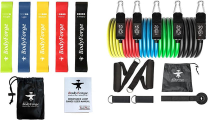 BodyForge Resistance Loop Bands & Tube Bands Exercise Sets Bundle