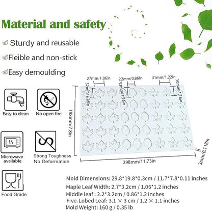 Hollow 3D Leaf Tuille Lace Silicone Cake Moulds, Molds Silicone Baking Fondant Tuile Molds, Polymer Clay Mold for Baking, Clay, Resin, Sugar Craft, Dessert Cake Decoration (1pcs Leaf Candy Mold)