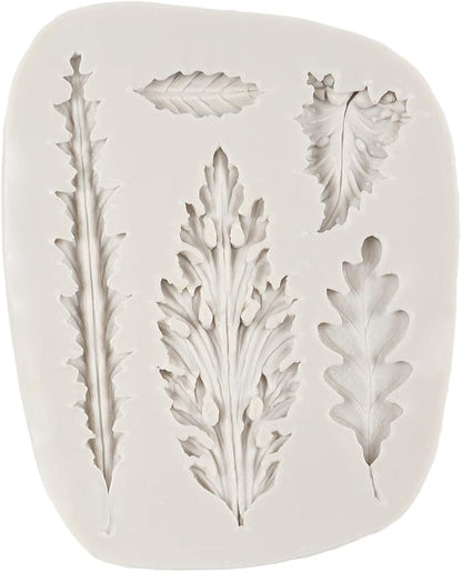Tropical Leaf Silicone Mold Fern Leaves Fondant Molds For Cake Decoration Cupcake Topper Chocolate Candy Resin Polymer Clay Set of 4