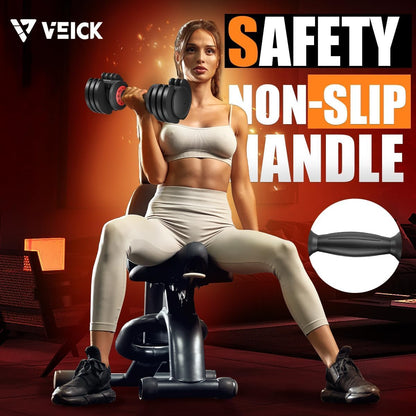 VEICK 25/55 lbs Adjustable Dumbbell with Anti-Slip Turning Handle, Fast Adjust Weight for Men Women, Exercise Equipment with Tray for Home Gym Full Body Workout Fitness