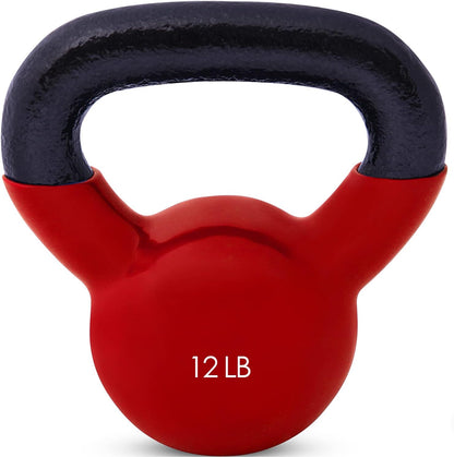 JFIT Kettlebell Weights Vinyl Coated Iron - 12 Size Options, 5lbs-50lbs - Coated for Floor and Equipment Protection, Noise Reduction, Ballistic, Core, Weight Training