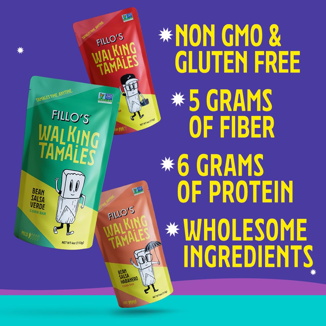 Fillos Walking Tamales Gluten Free Snacks Ready To Eat Vegan Snacks Microwaveable Meal, Gluten Free
