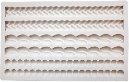ScivoKaval Silicone Pie Crust Mold Impression Mat Knit Rope Pearl Border Lace Chain Molds Fondant Cake Decoration Mould Chocolate Cookie Sugar Craft Icing Gum Paste Pastry for Kitchen Baking Tools