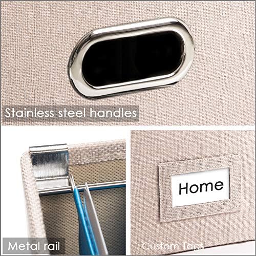 PRANDOM File Organizer Box - Set of 1 Collapsible Decorative Linen Filing Storage Hanging File Folders with Lids Office Cabinet Letter/Legal Size Light Grey (17x14x11.2 inch)