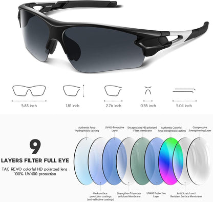 BEACOOL Polarized Sports Sunglasses for Men Women Youth Baseball Fishing Cycling Running Golf Motorcycle Tac Glasses UV400