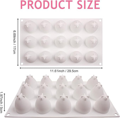 Strawberry Chocolate Silicone Mold for Mousse Cake(15-Cavity), Fruit Shaped Fondant Mold for Birthday Party Cake Decoration Pastry Dessert Pudding Ice Cream Candle Soap