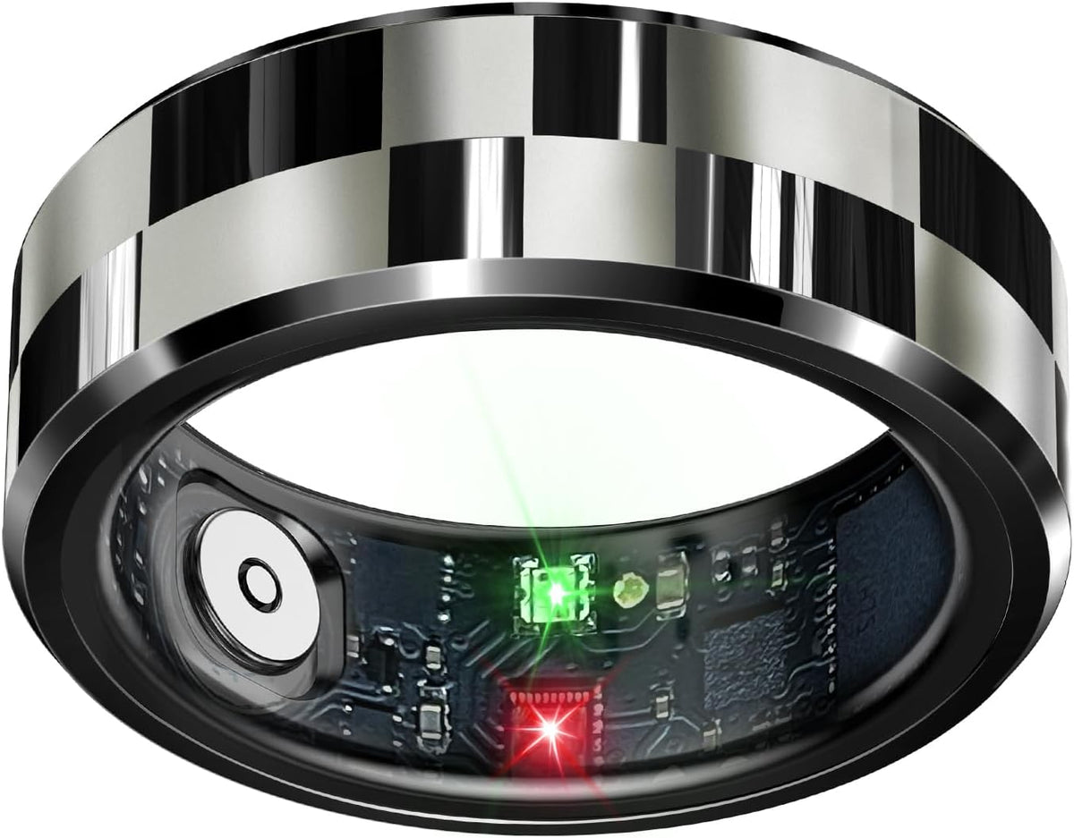 Smart Ring Health Tracker, Sleep Tracker Ring with Heart Rate, Waterproof Fitness Ring for Activity Monitoring/Steps/Distance/Calories,Air Gestures,Up to 7-Day Battery,for iOS Android(Stylish Black#9)