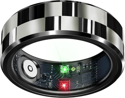 Smart Ring Health Tracker, Sleep Tracker Ring with Heart Rate, Waterproof Fitness Ring for Activity Monitoring/Steps/Distance/Calories,Air Gestures,Up to 7-Day Battery,for iOS Android(Stylish Black#9)