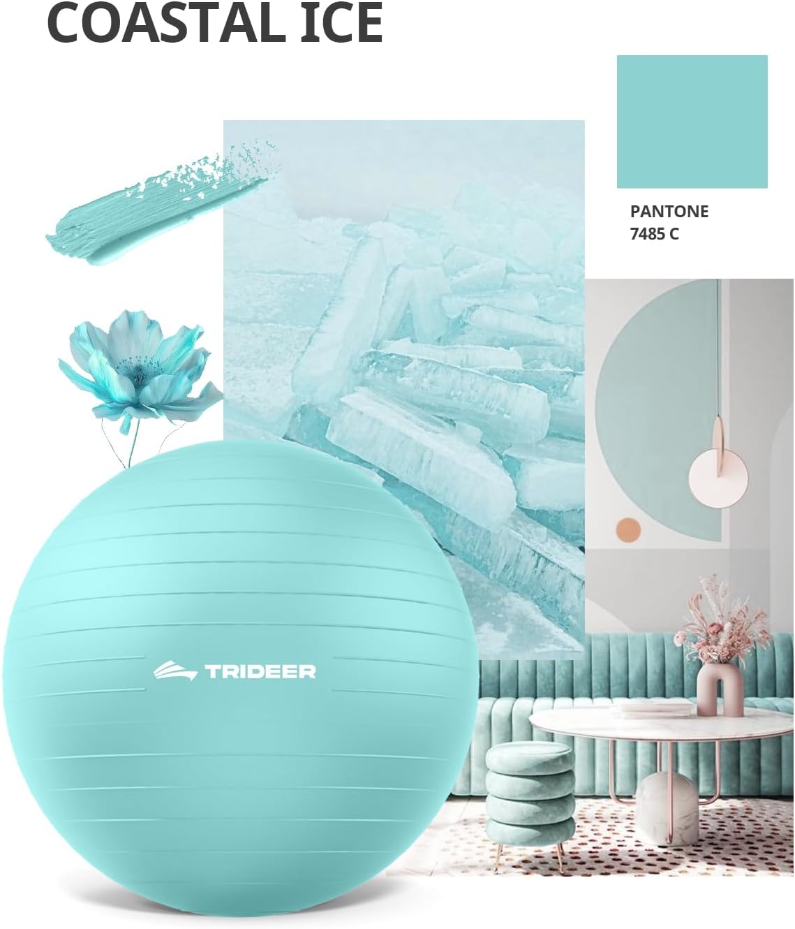 Trideer Yoga Ball – Anti-Burst Exercise Ball for Pregnancy, Office, Birthing, Stretching & Core Workout – Home Gym & Therapy