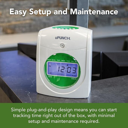 uPunch HN3500 Advanced Time Clock Bundle for Small Business: Complete Employee Time Tracking System with 100 Time Cards, 2 Racks, 2 Ribbons, and 6 Keys